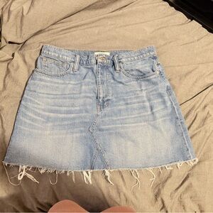 Madewell Light Blue Frayed Denim Mini Skirt